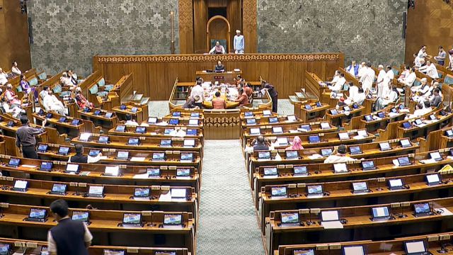 Lok Sabha Speaker Om Birla conducts proceedings in the House during the Budget session of Parliament, in New Delhi,
