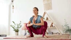 malasana drinking warm water