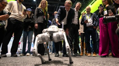Nvidia showcased robots that could work in warehouses, pedal around like ‘Star Wars’ droids and manipulate surgical equipment at its weeklong AI conference.