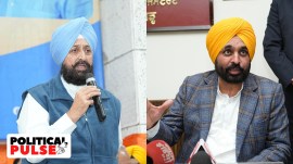 Punjab Congress leader and Leader of Opposition (LoP) in the state Assembly, Partap Singh Bajwa and Punjab Chief Minister Bhagwant Mann, political pulse, indian express