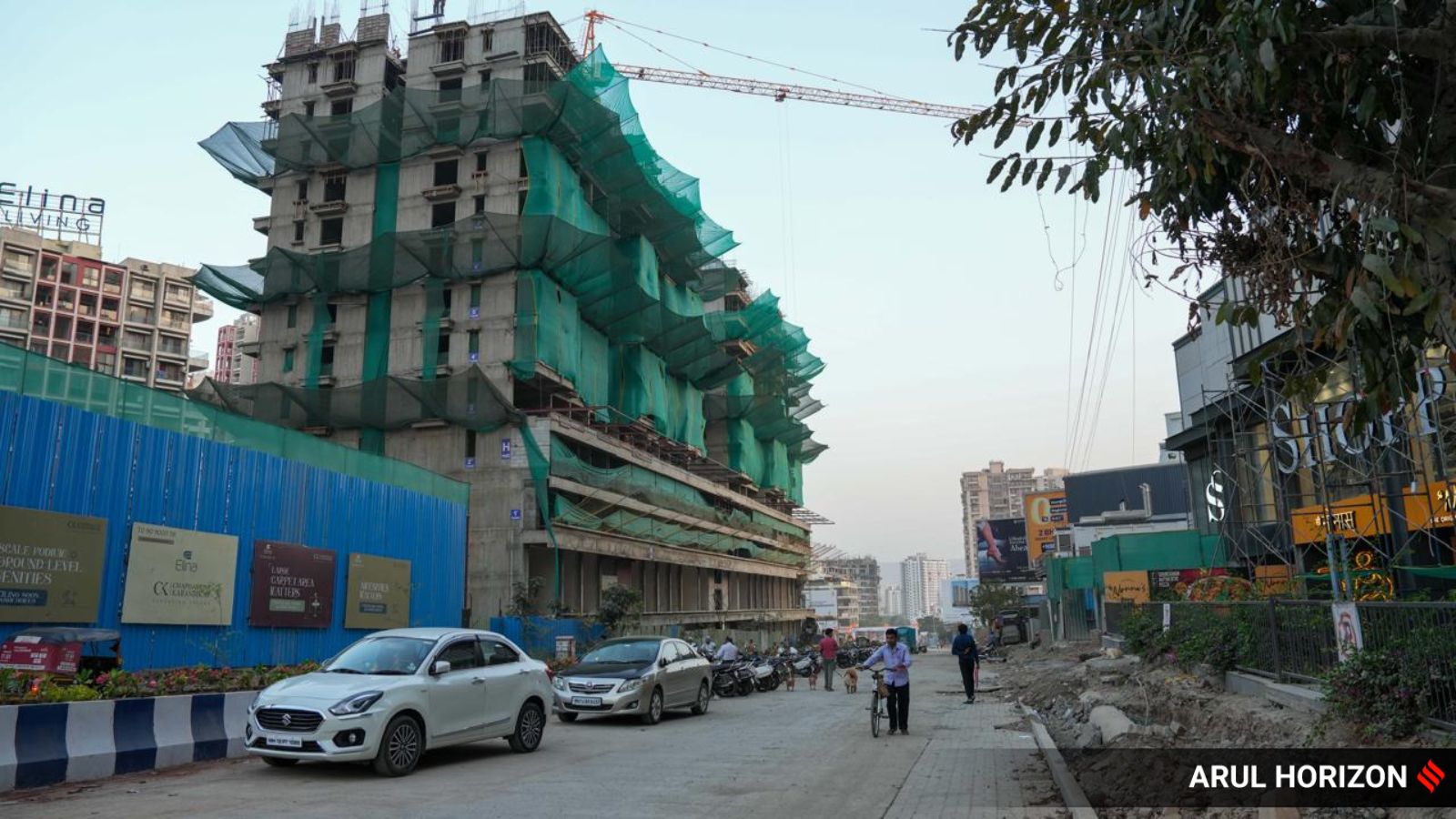 Commercial and residential construction activities at the upmarket area around NIBM high streets in Pune. (Express Photo by Arul Horizon)