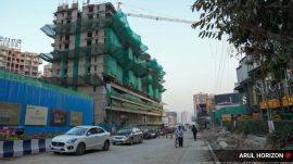 Commercial and residential construction activities at the upmarket area around NIBM high streets in Pune. (Express Photo by Arul Horizon)