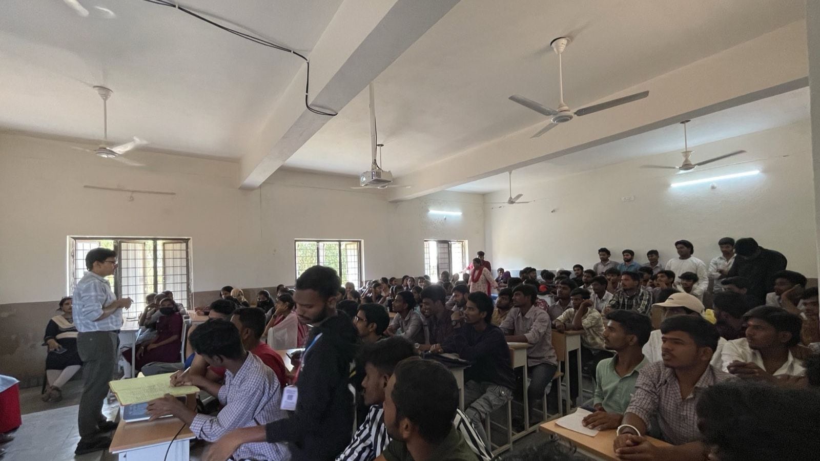 Volunteers being trained as part of Swecha's AI yatra in engineering colleges. Swecha