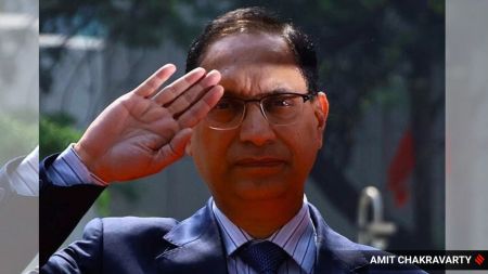 Tuhin Kanta Pandey, Sebi chairman during a photo session at the market regulator's office in BKC on March 1, 2025. (Express File Photo by Amit Chakravarty)