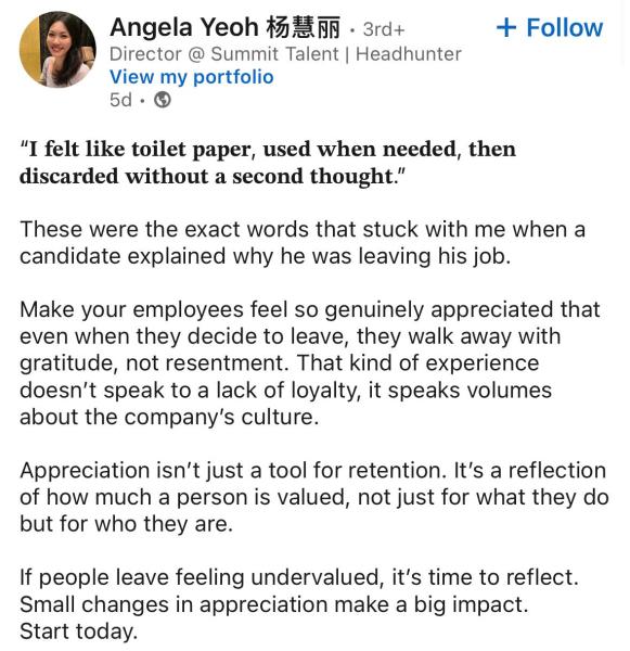Screenshot of the LinkedIn post