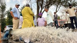New bores done in Abohar to fight water scarcity and contamination problem. Abohar MLA Sandeep Jakhar (left) supervising the work.