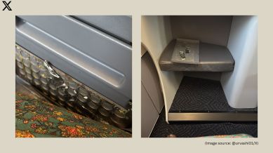 Posting two images from her Air India AI2996 flight, Urvashi Prasad highlighted a visibly damaged business class seat
