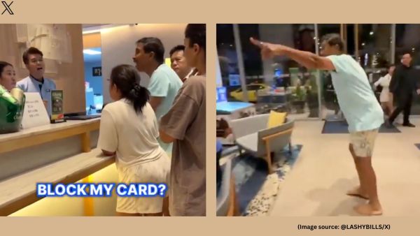 The video shows how hotel workers remained calm as they tried to make the situation normal (Image source: @LASHYBILLS/X)