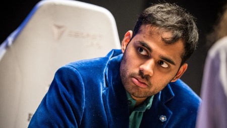 India's Arjun Erigaisi in action during the day 2 of Freestyle Chess Grand Slam Tour Paris leg. (Lennart Ootes/Freestyle Chess)