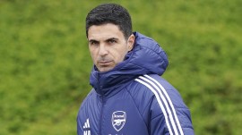 Arsenal manager Mikel Arteta. (AP)