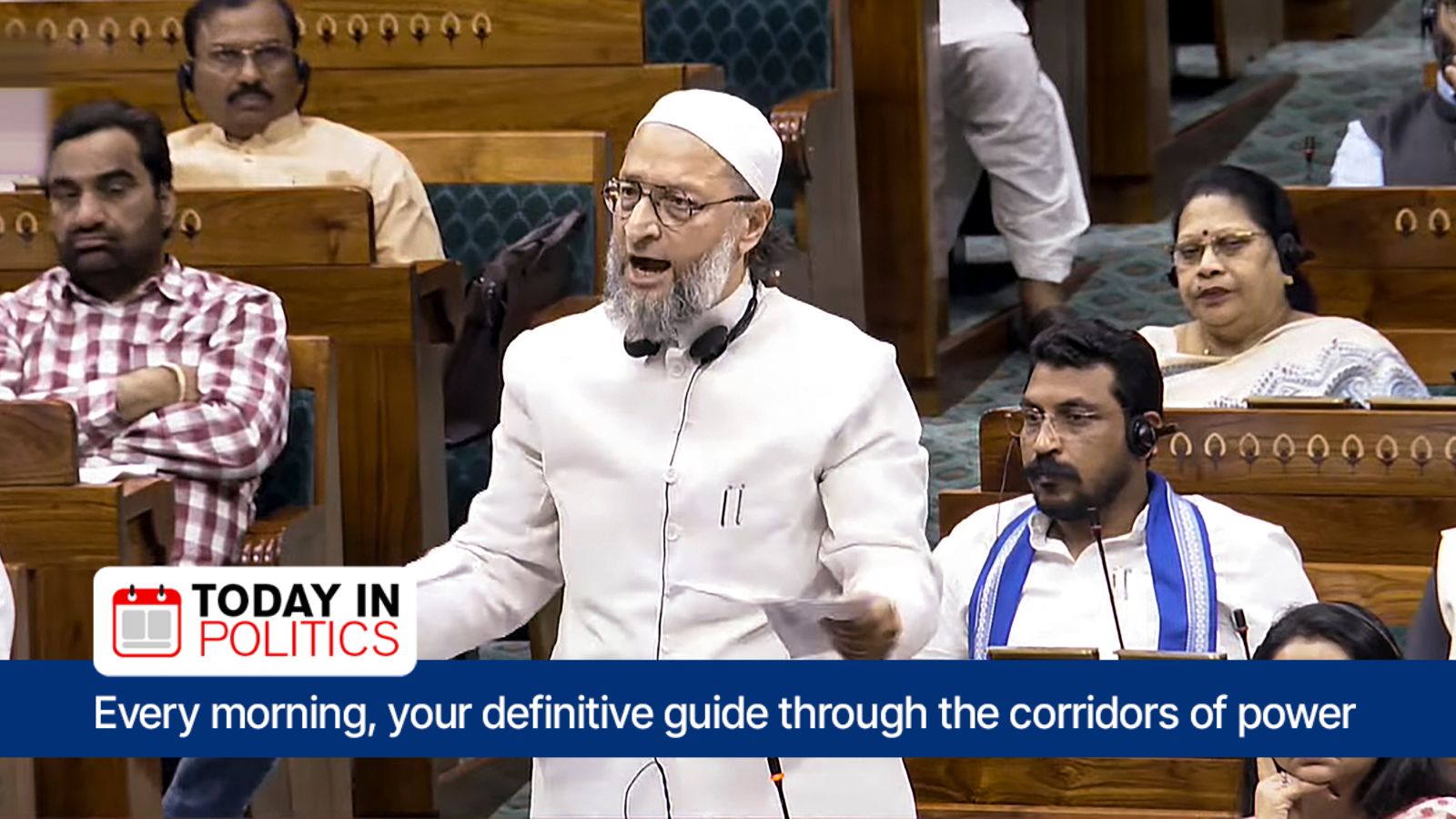 AIMIM MP Asaduddin Owaisi speaks during the discussion on the Waqf (Amendment) Bill, 2024, in the Lok Sabha