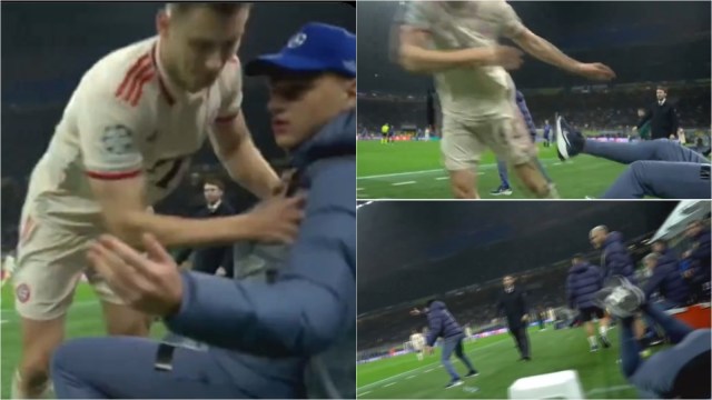 Josip Stanisic يدفع Ball Boy Bayern Vs Inter