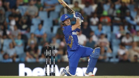 FILE PHOTO: Dewald Brevis in action for MI Cape Town during South Africa T20 League. (Sportzpics)