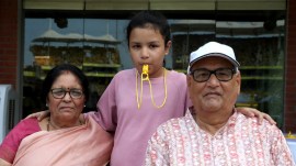 MS Dhoni's father Pan Singh, mother Devaki and daughter Ziva during Indian Premier League 2025 match between CSK and DC at MA Chidambaram Stadium. (Sportzpics for IPL)