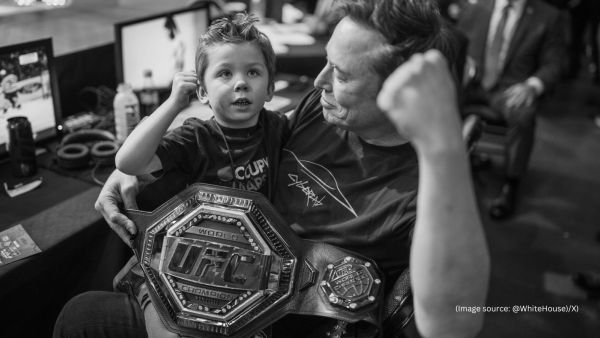 The White House shared the photo along with a caption, "Elon Musk and the Undisputed Champion Little X"