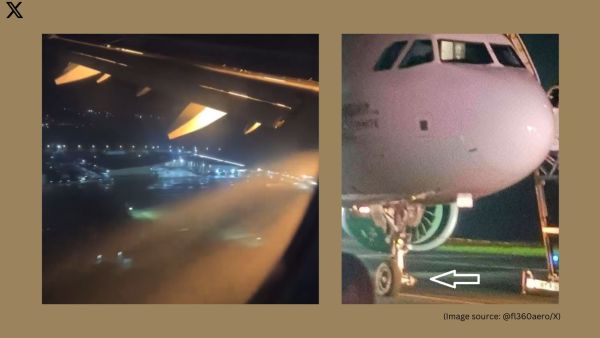 Passenger-captured the footage showed smoke and a fiery glow beneath the Frontier Airlines flight