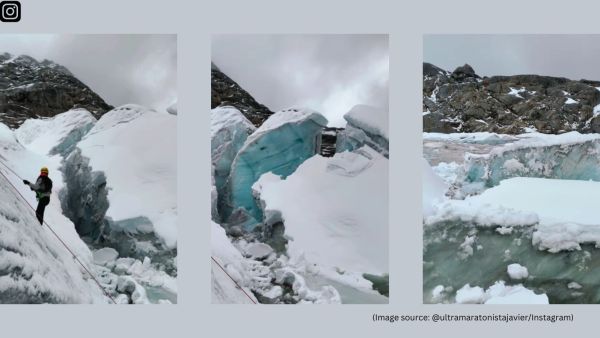 The climbers kept their cool as the glacier shattered right in front of their eyes