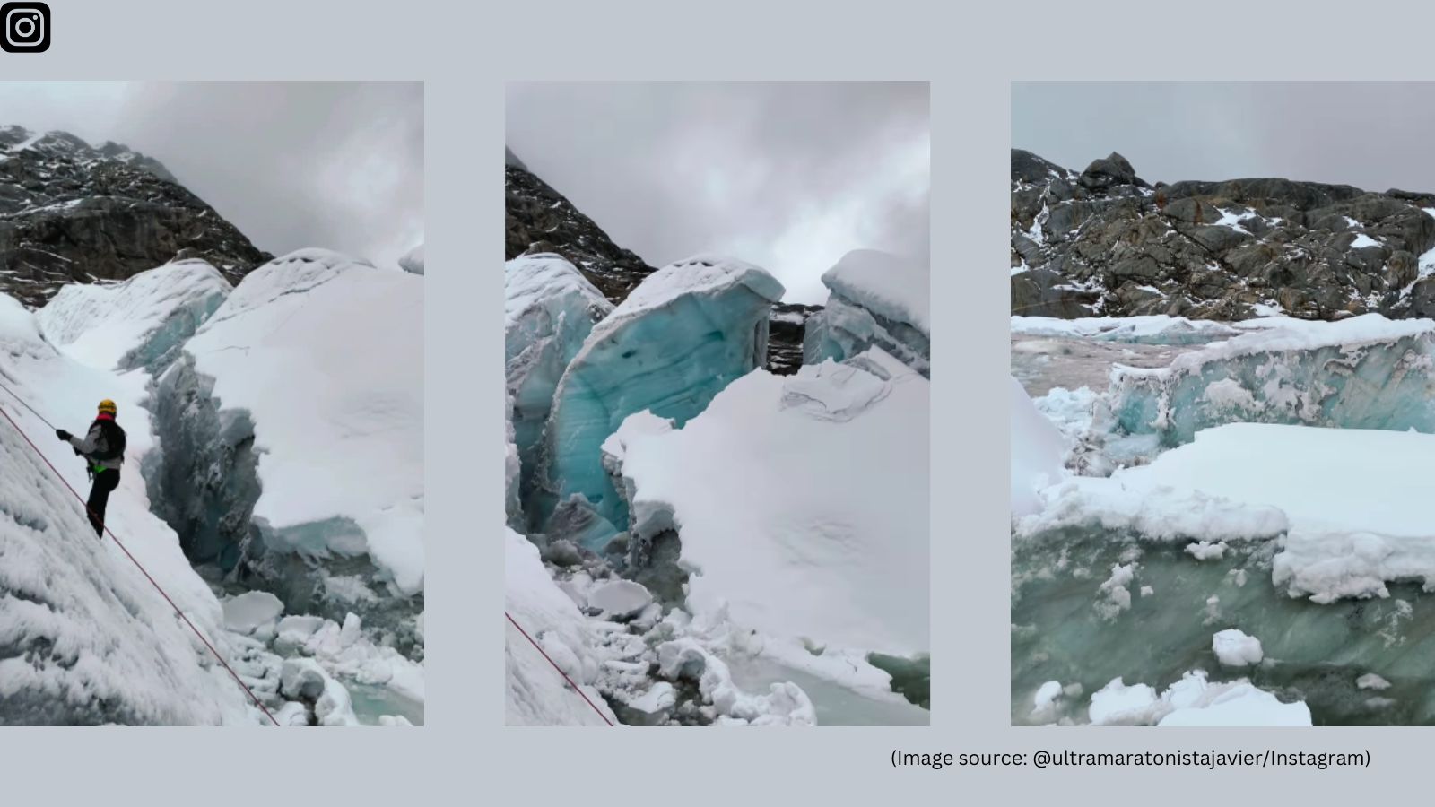 The climbers kept their cool as the glacier shattered right in front of their eyes