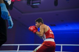 India's Hitesh Gulia in action during World Boxing Cup 2025. (BFI)