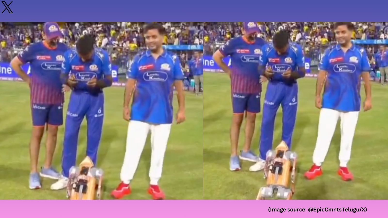 Hardik Pandya almost hits Akash Ambani with IPL robot dog, video goes