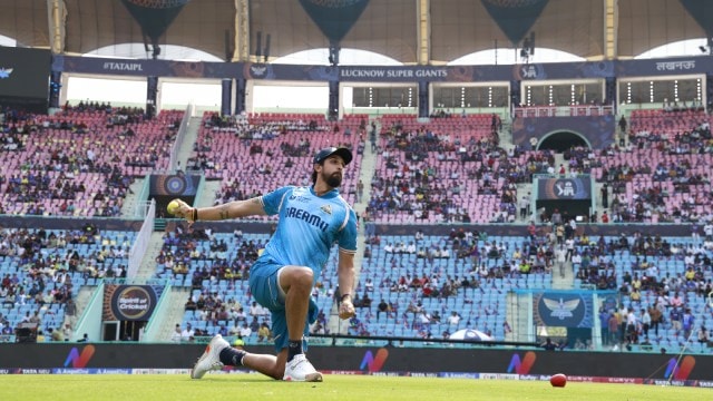 Gujarat Titans' Ishant Sharma in action during a practice session ahead of IPL 2025 match against LSG. (Sportzpics for IPL)