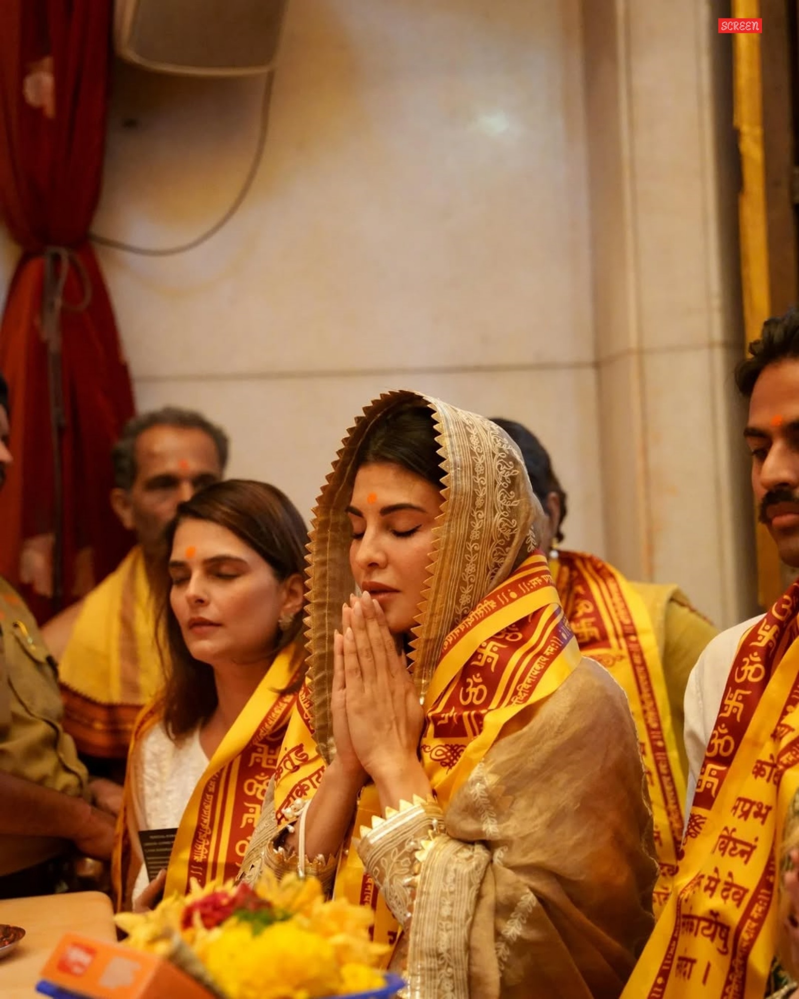 Jacqueline Fernandez and Maye Musk from the Siddhivinayak Temple visit 