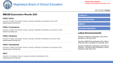 Meghalaya MBOSE HSSLC 12th Class Result 2025 (OUT):