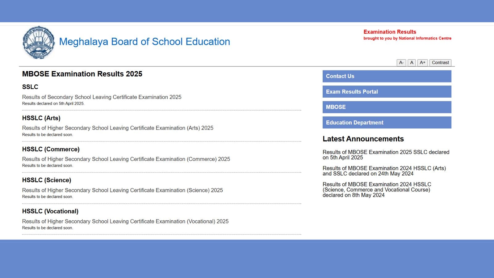 Meghalaya MBOSE HSSLC 12th Result 2025 Official Websites: How to check scorecards at mbose.in, megresults.nic.in