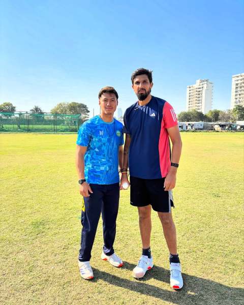 Arunachal seamer Mibom Mosu, who made his Ranji Trophy debut last season with Ishant Sharma. (Special Arrangement)