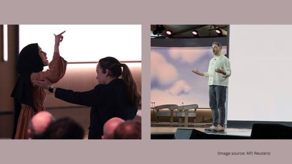 Videos circulating online show Ibtihal Aboussad, a Microsoft employee, standing up during Suleyman’s speech and walking toward the stage