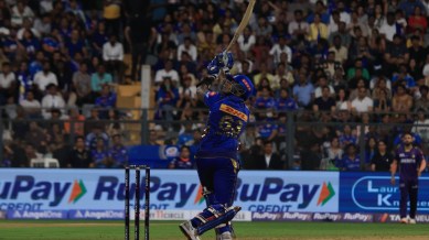 IPL 2025: Suryakumar Yadav unfurled a wondrous flick-scoop against KKR at the Wankhede Stadium on Monday. (Express Photo by Amit Chakravarty)