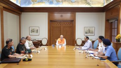 Prime Minister Narendra Modi on Tuesday chaired a meeting with the top figures of the defence establishment.