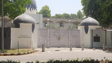 Scenes outside the Pakistan High Commission on Thursday