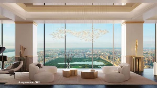 Designed by Studio Sofield, the penthouse features five bedrooms, six bathrooms, and 618 square feet of outdoor terraces (Image source: CNN)