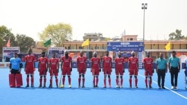 Punjab team in action during the Nationals in Jhansi. (Hockey India.)