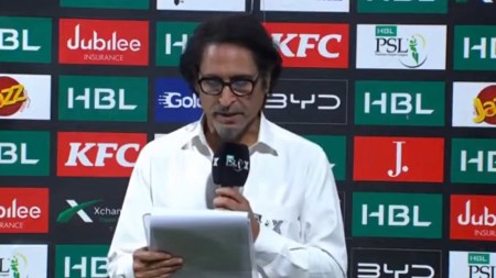 Ramiz Raja after PSL match between Multan Sultans and Lahore Qalandars. (Screengrab)