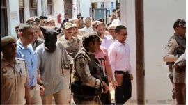 26/11 co-conspirator Tahawwur Rana at Patiala House Court in Delhi after the end of his 18 day NIA custody. (Express Photo)