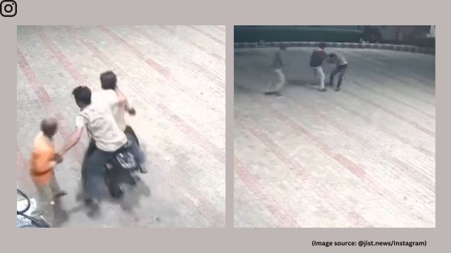 The two-wheeler they used to commit the crime had no number plate and has been seized (Image source: @jist.news/Instagram)