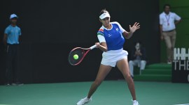 India's Srivalli in action during Billie Jean King Cup. (MSLTA)