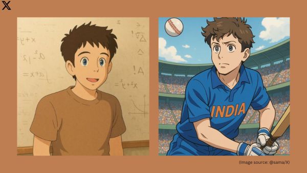 Sam Altman fully decked out in Indian cricket gear