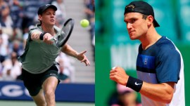 L-R: Jannik Sinner and Jake Draper in action. (Reuters)