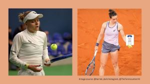 French Tennis player Boisson shared a cheeky edited image of herself mid-serve holding a stick of deodorant