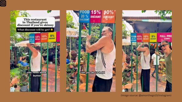 A diner struggles to get through the 15 per cent discount gap