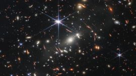 Thousands of galaxies flood this near-infrared image of galaxy cluster SMACS 0723. High-resolution imaging from NASA’s James Webb Space Telescope combined with a natural effect known as gravitational lensing made this finely detailed image possible. (Image: NASA)