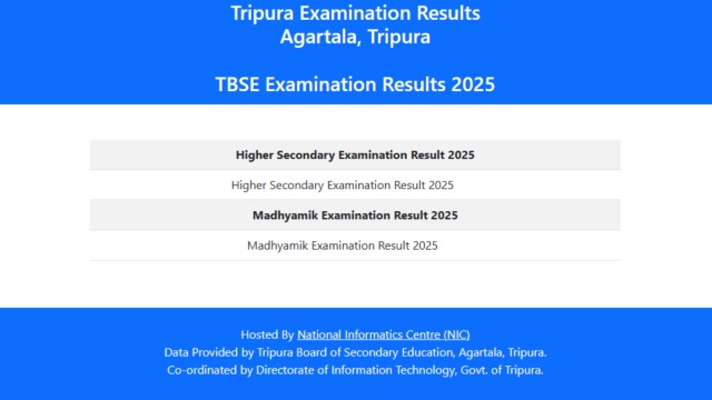 Tripura Board TBSE Result 2025 Official Website