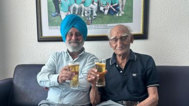 Brigadier Wazir Singh Chaudhury (Retd) with fellow golfer Jaspal Singh Sidhu.
