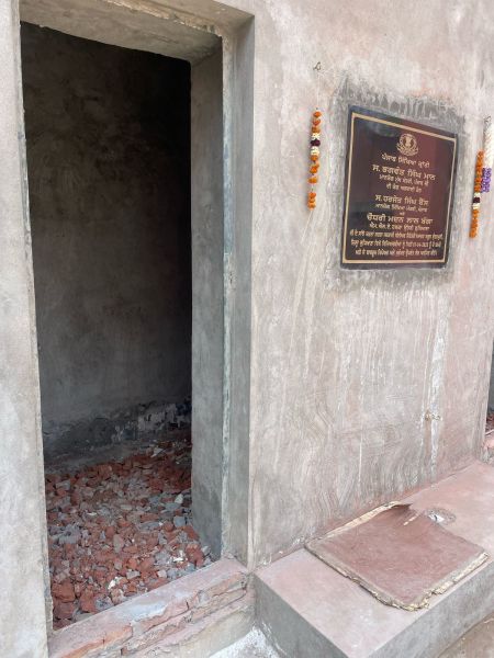 Incomplete "repaired toilets" inaugurated by AAP MLA Madan Lal Bagga at Government Senior Secondary School, Kundapuri, under Sikhya Kranti drive. (Express Photo)