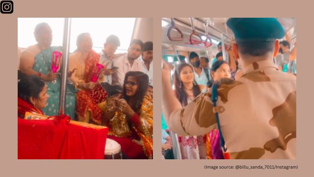 Other metro passengers looked puzzled as they saw the women performing the kirtan