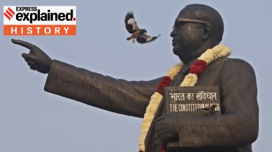 Ambedkar Jayanti: A statue of Bhimrao Ramji Ambedkar at the old Parliament House Lawns in New Delhi.