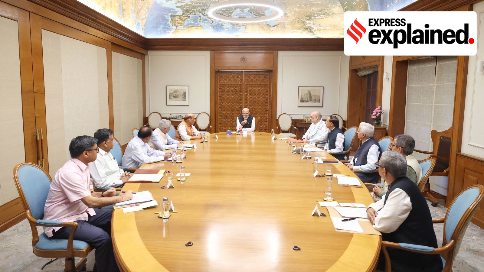PM Modi chairs a meeting of the Cabinet Committee on Security (CCS) at this residence in New Delhi on Wednesday, April 23.